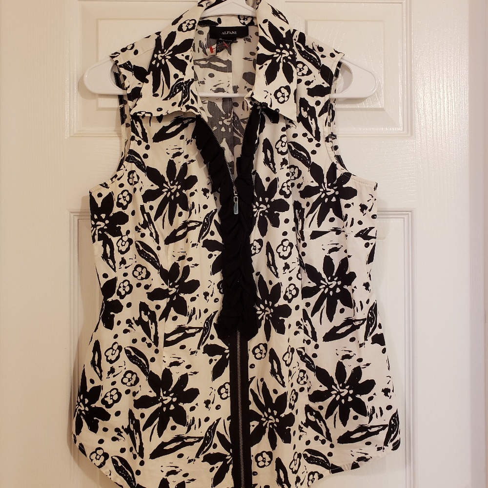 Alfani zipper collared sleeveless shirt
